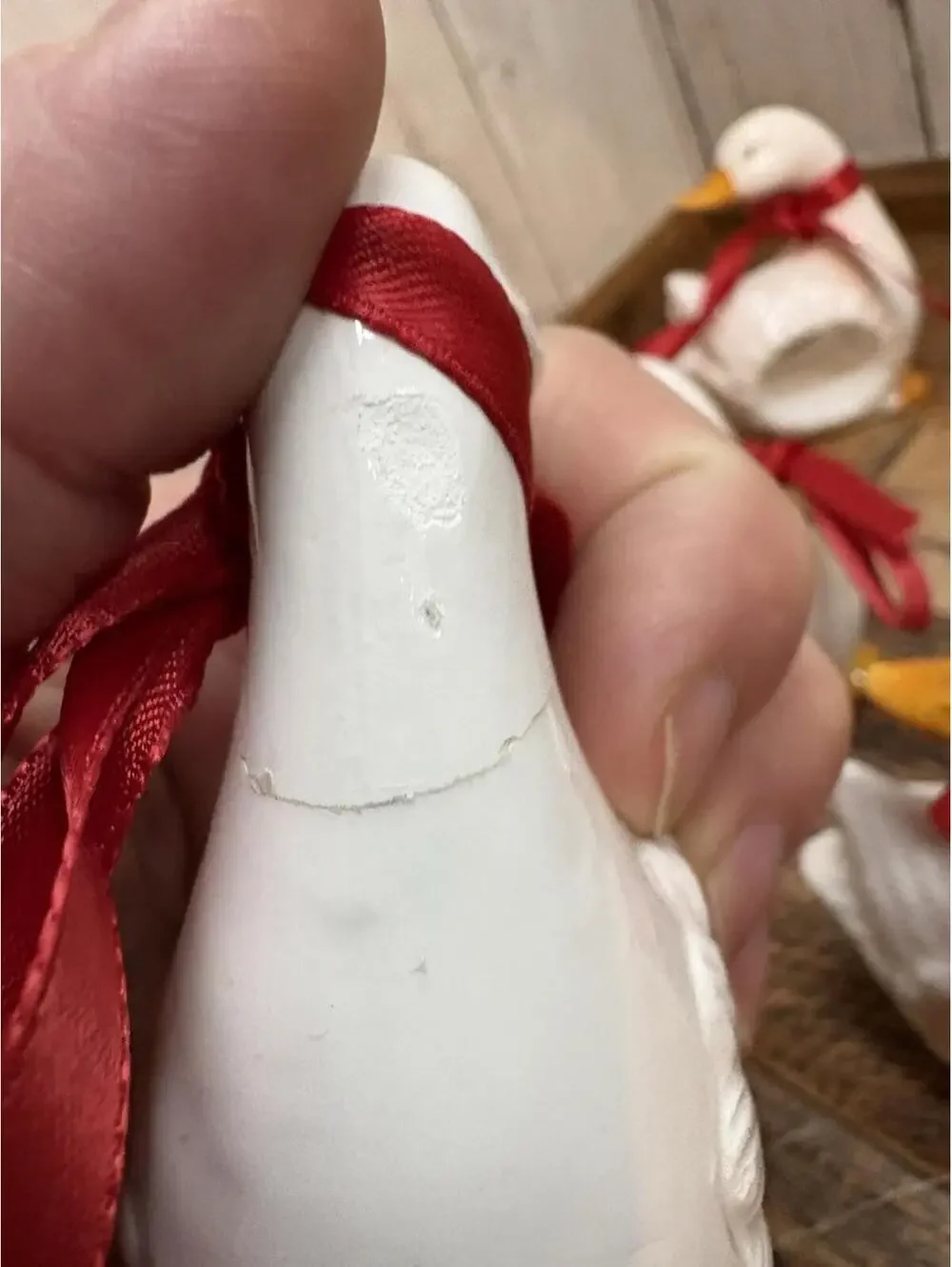 Ceramic White Duck Goose Napkin Rings Set of 4 Farmhouse Country Vintage Decor